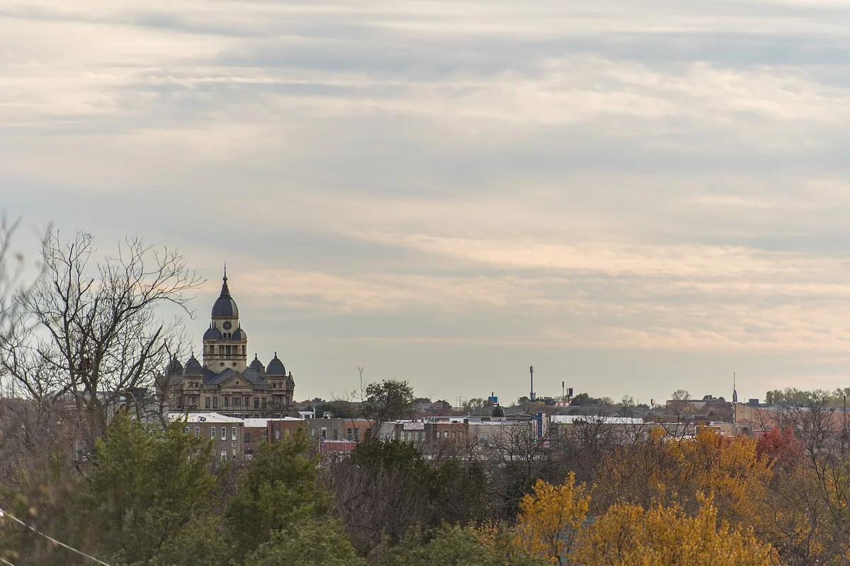 Denton skyline at dusk